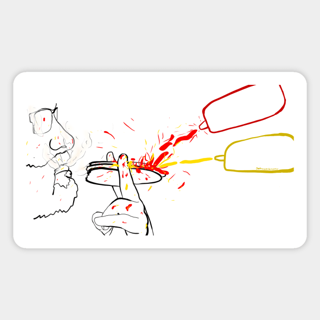 Hotdog addict - smoking hotdog - line art Magnet by DopamineDumpster